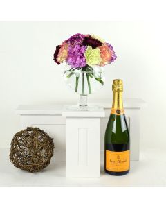 Color-Crazed Carnations Champagne & Flower Gift