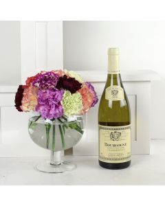 Color-Crazed Carnations Wine & Flower Gift