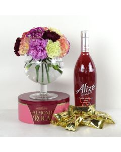"You're On My Mind" Flowers & Wine Gift