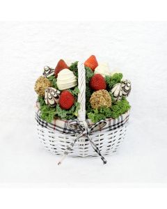 Valentine's Day Chocolate Dipped Strawberries White Basket