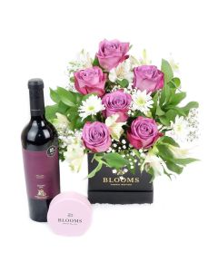 Livewire Lilies Chocolate & Wine Flower Gift